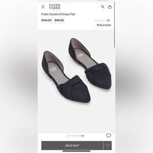 Eileen Fisher Women's Fuller Suede d'Orsay Flats Navy Size 9.5